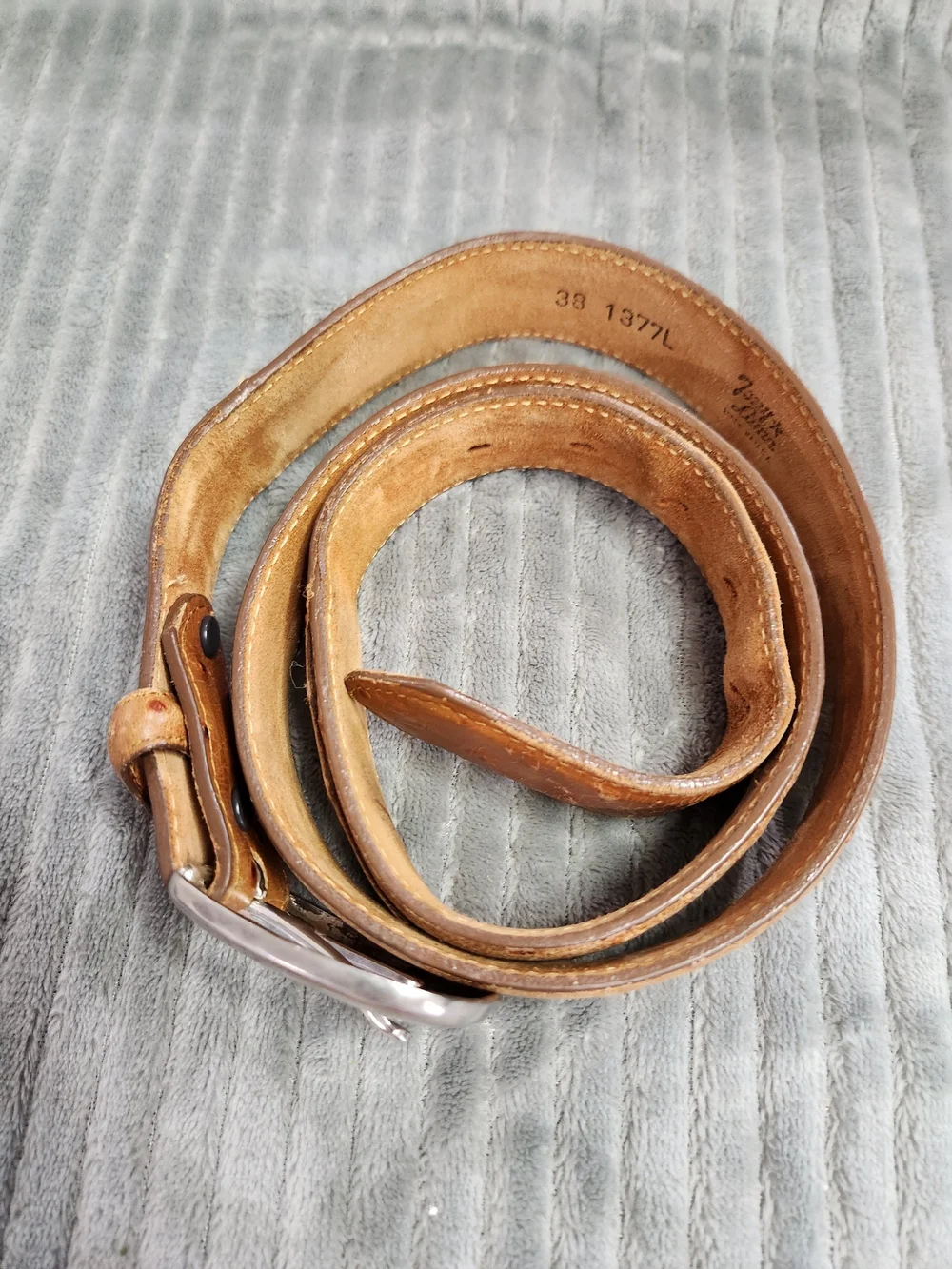 Tony Lama Men's Brown Ostrich Print Belt 1377L Western Tooled Leather Size 38